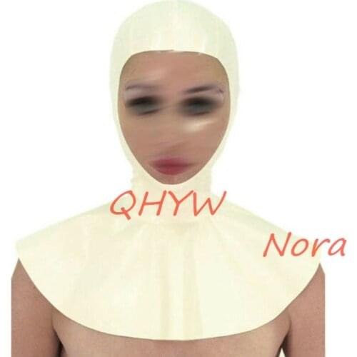 Natural Latex Face Mask Hood for Women Cosplay Costumes Fetish Cosplay Mask Back Zipper Club Wear