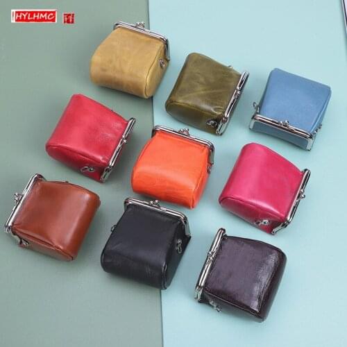 Cowhide Leather mini purse womens bags new 2021 messenger leather coin purses multifunctional lipstick bag Japanese wallet