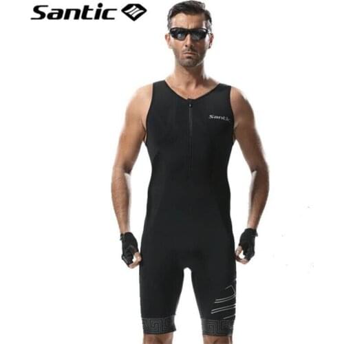 Santic Mens Triathlon Sleeveless Quick Dry Race Suit Breathable Running Swimming Cycling Skin Clothing
