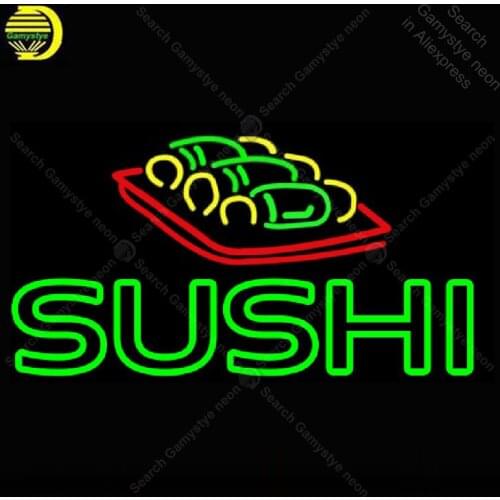 Neon Sign for Double Stroke Sushi NEON glass Tube Restaurant Handcraft Arcade Neon Lamp for Beer Custom nein sign Express