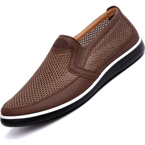 2021 New MenS Casual Shoes Men Summer Style Mesh Flats for Men Loafer Creepers Casual High-End Shoes Very Comfortable