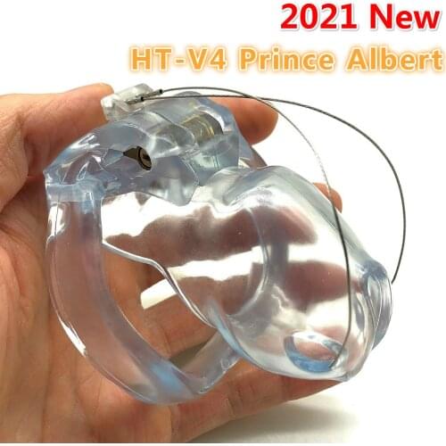2021 New Resin Male Chastity Device HT V4 Prince Albert PA Puncture Cock Cage With Penis Ring Bondage Belt Fetish Adult Sex Toys
