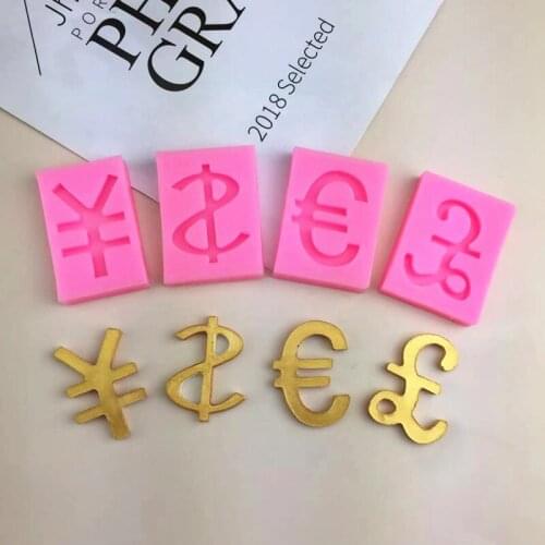 New dollar money RMB letter symbol silicone mold cake decoration sugar turning mold DIY chocolate baking tool