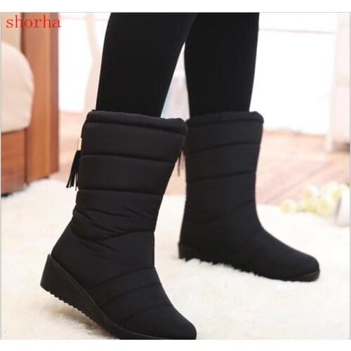 New Winter Women Boots Mid-Calf Down Boots Girls Winter Shoes Woman Plush Insole Female Waterproof Ladies Snow Boots