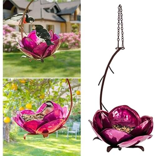 New Bird Feeder Bird Outdoor Metal Bird Feeder Flower Garden Pole Art Decoration Hanging Feeder for Pet Birds Feeding J30