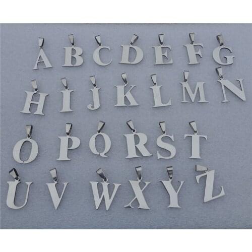 Wholesale 26pcs/lot A-Z Fashion Men Jewelry Stainless Steel Alphabet Pendant Charms For Women Letter Pendants Necklace