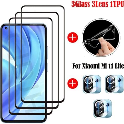 Full Glue Glass For Xiaomi Mi 11 Lite Screen Protector Tempered Glass For Xiaomi Mi 11 Lite 5G Protective Film For Mi 11 Lite