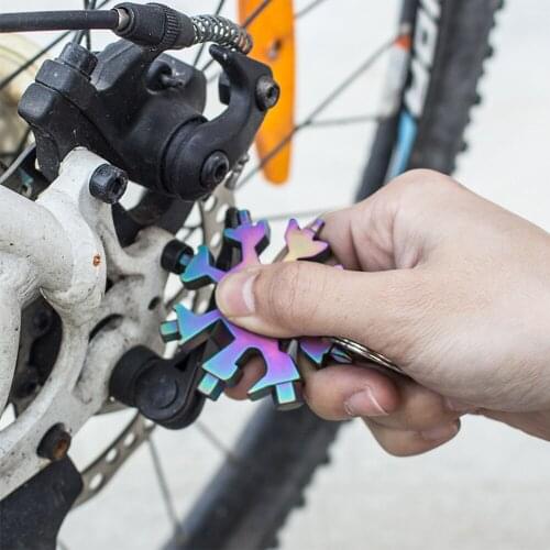 Portable 18 In 1 Mini Snowflake Multi Pocket Tool Spanner Hex Wrench Multipurpose Camp Survive Outdoor Hike Key Ring Key Chain