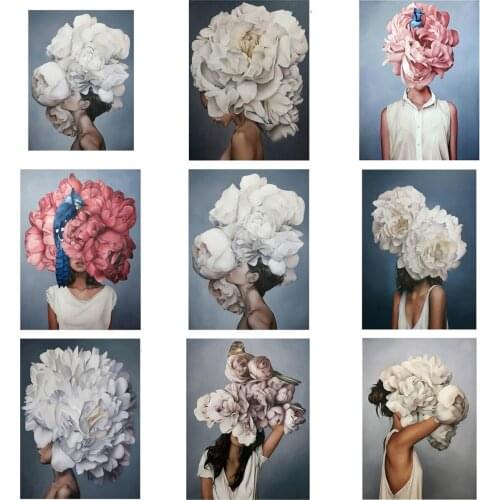 Frame Figure Picture Painting By Numbers Flowers Women Diy Gift Wall Art Canvas By Numbers Acrylic Art For Home Decors