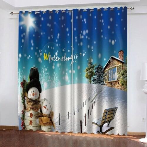 Luxury Blackout 3D Window Curtains For Living Room Bedroom new year christmas curtains Blackout curtain