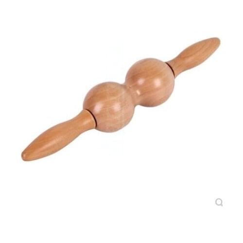 Manual two-wheel real wood smoke wheel knock massage stick press the meridian-collateral-massage machine neck and waist point ma
