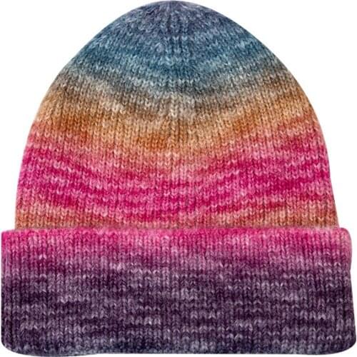 Unisex Tie Dye Gradient Knitted Hats Warm Hip Hop Skullies Beanies Hats Thick Autumn Winter Comfortable Soft Earflap Ski Caps