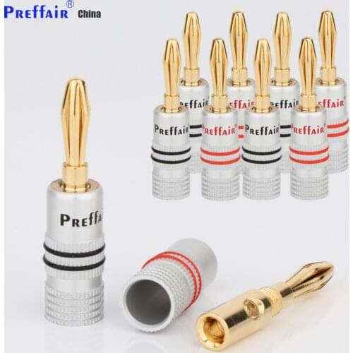Preffair BA1468 4mm Closed Screw 24K Gold Plated Banana Speaker Plug Connectors for Speaker Wire, Wall Plate,extension adapter