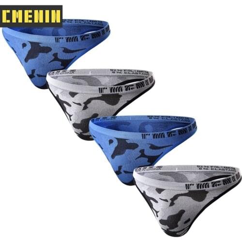 4PCS Camouflage Underpants Gay Men Sexy Mans Underwear Thong Men Jockstrap Mens Thong And G strings String bikini Men CM104