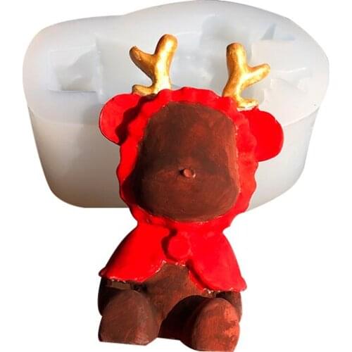 Moose Cub Silicone Mold Animal Chocolate Turned Sugar Christmas Cake Decoration Handicraft Drop Glue Plaster Mould tools