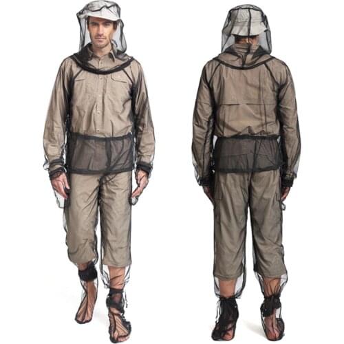 Outdoors Fishing Camping Mosquito Mesh Clothes Suits Men Women Shirt Pants Gloves Soft Summer Jungle Explore Prevent Bite Sets