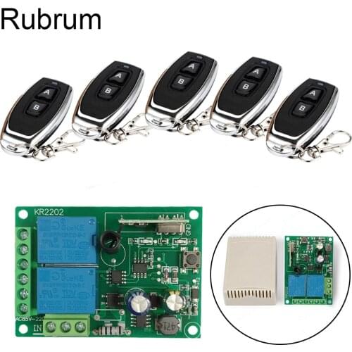 Rubrum 433Mhz Universal Wireless Remote Control Switch AC 220V 110V 2CH Relay Receiver Module + RF 433 Mhz Led Light Transmitte