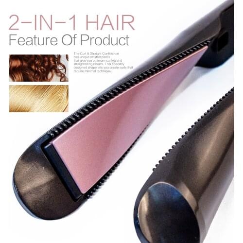 2 In 1 Hair Straightener and Curler Curling Iron for All Hair Types Tourmaline Ceramic Twisted Flat Iron for Hair Styling
