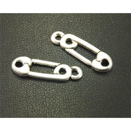 50pcs Silver Color Clip Charm Handmade Charms Pendants Jewelry Findings 23X7mm A1926