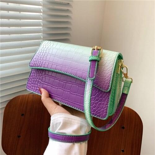 FANTASY 2021 Newest Style Gradient Color Crocodile Pattern Handbags For Women INS Hot Sale Trendy Shoulder Crossbody Bags Ladies