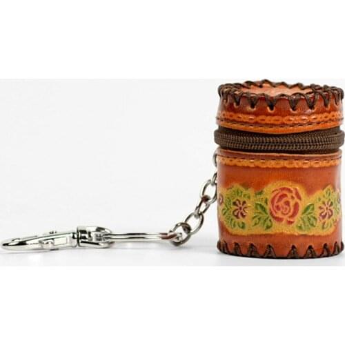 Women Mini Pendant Coin Purse Bags Key Wallets Genuine Cow Leather Zip Clutch Retro Handmade Cute Small Handbags Ladies DIY Gift