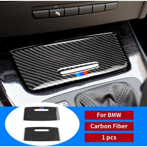 1PCS Interior Carbon Fiber Car Storage Box Panel Trim Cover Decor Sticker For BMW E90 E92 E93 2005-2012 3 series Car Styling