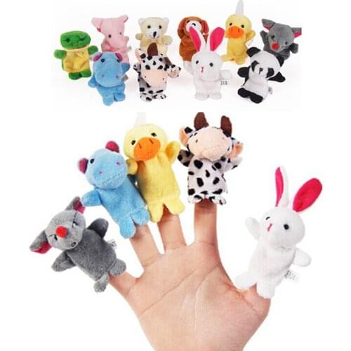 10PCS Biological Cartoon Animal Finger Puppet Plush Toys Cute Child Baby Favor Dolls Boys Girls Finger Puppets