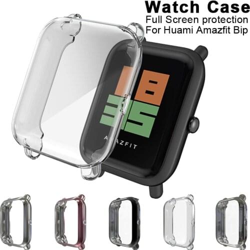 360 Slim Watch Cover For Huami Amazfit Bip Soft Clear TPU Full Coverage Screen Protector For Huami Amazfit Bip Younth Watch Case