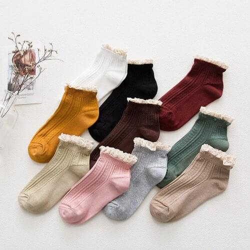 4Pieces=2 Pairs/Set Korean Women Socks Cute Lace Patchwork Lolita Harajuku Lady Socks TJ3074