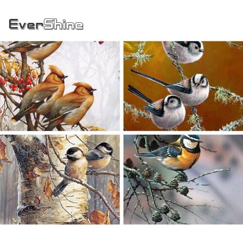 Evershine Diamond Mosaic Bird Full Round Drill Diamond Embroidery Animal Cross Stitch Kit Diamond Painting Needlework Decoration