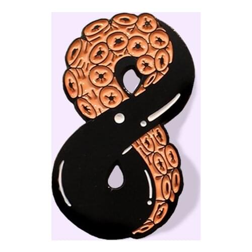 Black Number 8 Enamel Pin Horror Vessel Collection Brooch Bag Clothes Lapel Pin Sasha Away Badge Cartoon Jewelry Gift For Kids