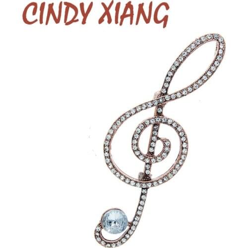 CINDY XIANG 2 Colors Available Rhinestone Music Note Brooches For Women Large Fashion Pin Brooch Coat Accessories Good Gift New