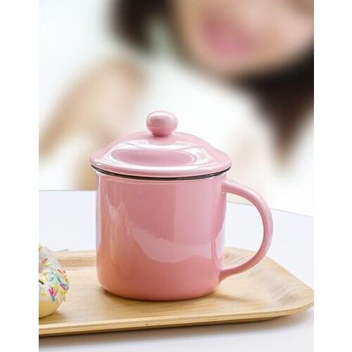 Porcelain enamel cup nostalgia mug retro tea water cup glazed coffee cup drinkware milk breakfast mug