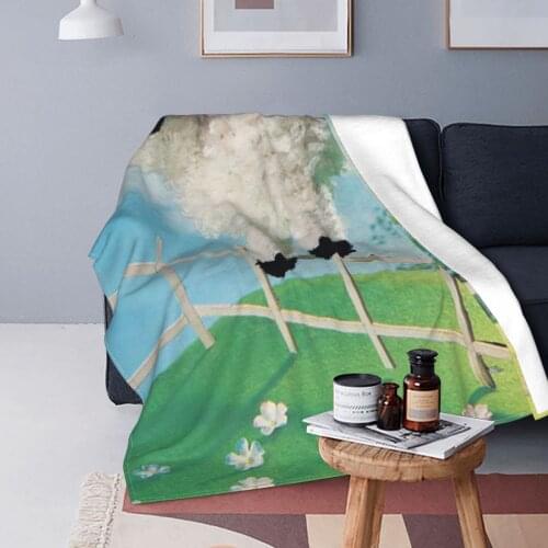 Sheep Blanket Flannel Spring/Autumn Animal Cute White Cartoon Lightweight Throw Blanket for Bedding Couch Plush Thin Quilt