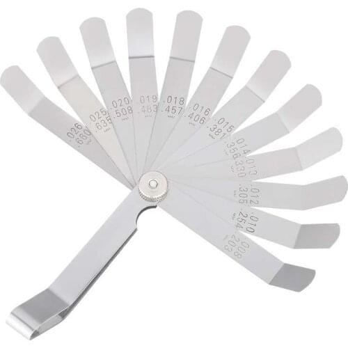 Thickness Curved Steel Gapped Metric Filler Feeler Gauge Tool with 16pcs/12pcs Blades for Woodworking Measurement