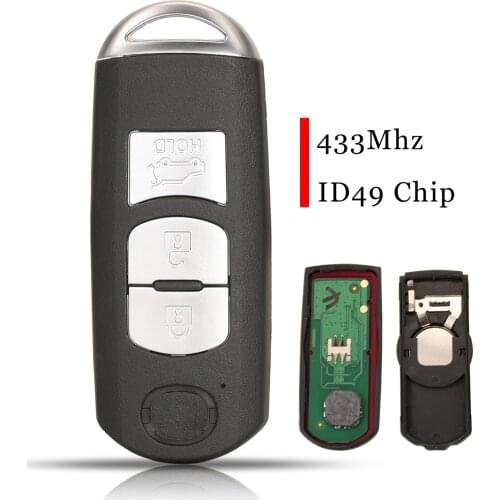 Jingyuqin 3 Buttons Smart Remote Fob 433MHZ ID49 Chip For Mazda CX-5 CX-4 Uncut Blade with Groove