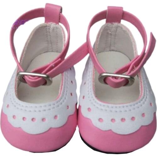 Girl Doll Shoes Fits 18 inch Doll Pu Leather pink Shoes Doll Accessories Shoes for 18" Dolls