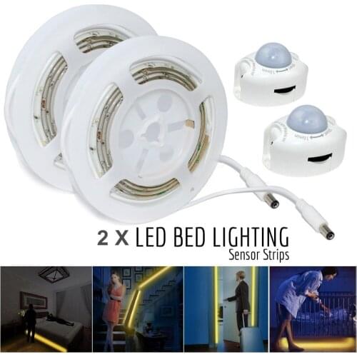 2 PCS PIR Motion Sensor Kitchen Light Tape 12V LED Night Light IR Body Move Detection Ribbon Strip Lamp corridor bed wardrobe