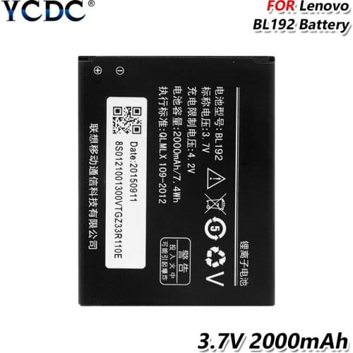 Lithium Li-Po phone 3.7V 2000mAh Battery BL192 For Lenovo A590 A560 A680 A750 A388T Smart Phone A328 A328T A526 A750 A529