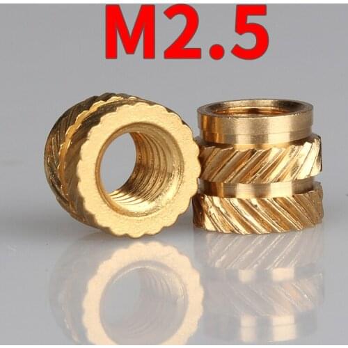 M2.5 100Pcs Insert Knurled Nuts Brass Hot Melt Inset Nuts Heating Molding Copper Thread Inserts Nut Free Shipping