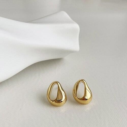 SRCOI Fashion Metal Hollow WaterDrop Ball Stud Earrings For Women Minimalist Geometric Irregular Metal Daily Earrings New Arrive