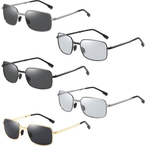 Men Photochromic Foldable Sunglasses with Polarized Lens Metal Frame Goggles Protection Anti-Fatigue Eyewear