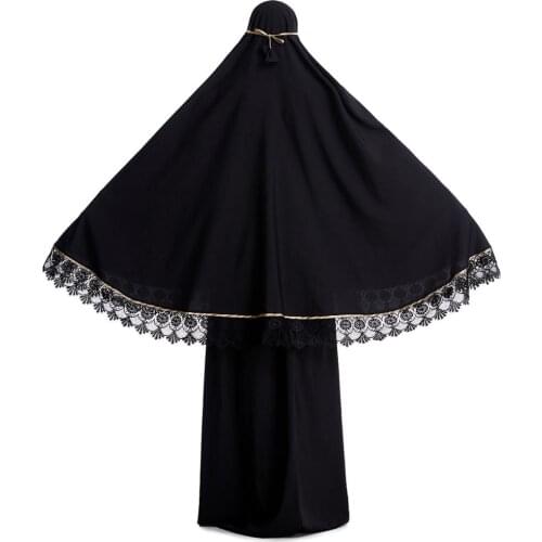 Ramadan Women 2 Piece Muslim Prayer Set Khimar Abaya Overhead Hijab+Skirt Full Cover Islam Clothing Middle East Worship Service