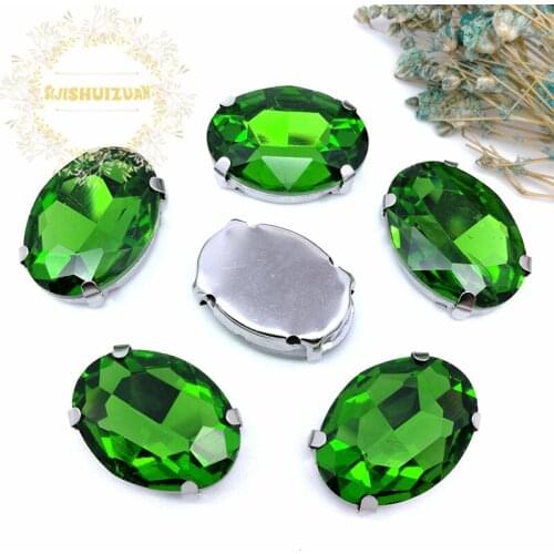 New New! Emerald Crystal Glass Sew-on OVAL Rhinestones with Claw DIY Dresses and Clothes13*18 10*14 8*10 18*25 20*30 6*8