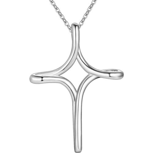 Wholesale Charm Silver Color Pendants For Women Jewelry Necklace Lady Fashion Jewelry Pendant Three-dimensional Cross AN288