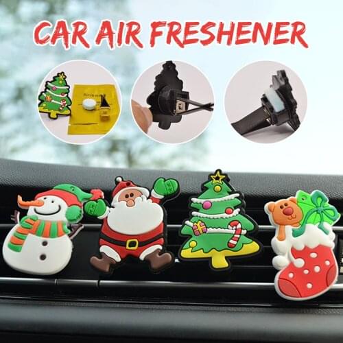 Car Air Freshener Christmas Decoration Fragrance Air Vent Clip Xmas Cartoon Perfume Car Interior Air Outlet Perfume Accessories