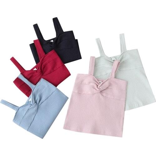 0-3Y Summer 2020 Infant Baby Girls Vest Tops Bowknot Solid Sleeveless Pullover Vest Shorts Tops Solid Colors
