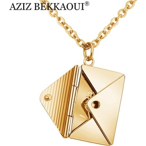 AZIZ BEKKAOUI Clavicle Chain Pendant Custom Lettering Jewelry Necklace Stainless Steel Envelope necklace Jewelry Gift For Friend