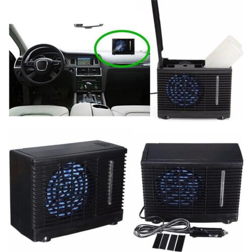 12V 35W 2 Speed Portable Mini Home Car Cooler Cooling Fan Water Ice Evaporative Car Air Conditioner for Car Black dfdf