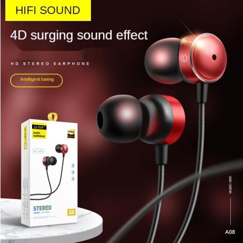 B17 Oblique in-Ear Wired Metal Phone Headset Game Bass Wire-Controlled Tuning Call Earphone with Mic A08